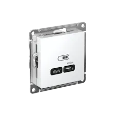 ATLASDESIGN USB РОЗЕТКА тип-C 65W высокоскор.заряд. QC, PD, механизм, БЕЛЫЙ