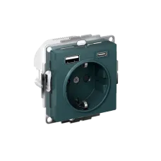 ATLASDESIGN РОЗЕТКА 16А c 2 USB A+C, 5В/2,4А/3,0А, 2х5В/1,5А, механизм, ИЗУМРУД