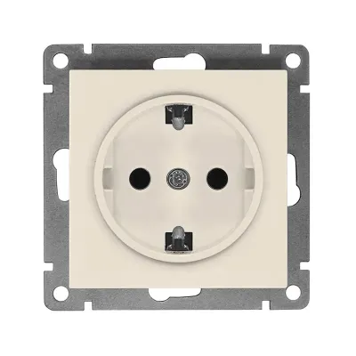 Розетка одноместная UNIVersal серия Афинас/з, с/у, 16А, 220В, слоновая кость (ivory) (еврослот), механизм