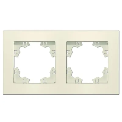 Рамка двухместная горизонтальная Афина слоновая кость (ivory) (еврослот)