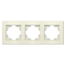Рамка трехместная горизонтальная Афина слоновая кость (ivory) (еврослот)