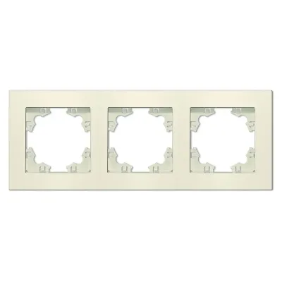 Рамка трехместная горизонтальная Афина слоновая кость (ivory) (еврослот)
