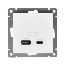 Розетка USB Афина A+С 2.4/4А механизм  с/у, белая (еврослот)