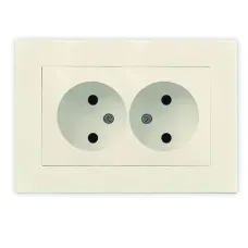Розетка двухместная UNIVersalсерия Афина б/з, с/у, 16А, 220В, слоновая кость (ivory) (еврослот), механизм
