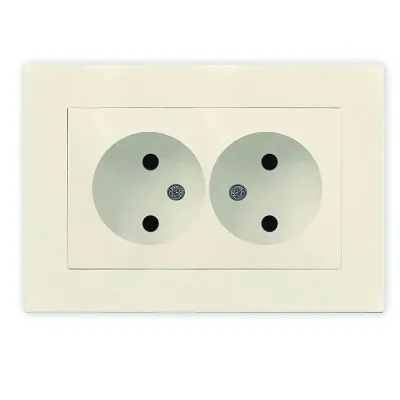 Розетка двухместная UNIVersalсерия Афина б/з, с/у, 16А, 220В, слоновая кость (ivory) (еврослот), механизм