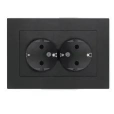 Розетка двухместная UNIVersal серия Афина с/з, с/у, 16А, 220В, графит (еврослот), механизм