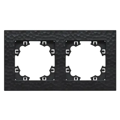 Рамка фактурная 2 поста универсальная UNIVersal Афина графит (еврослот)