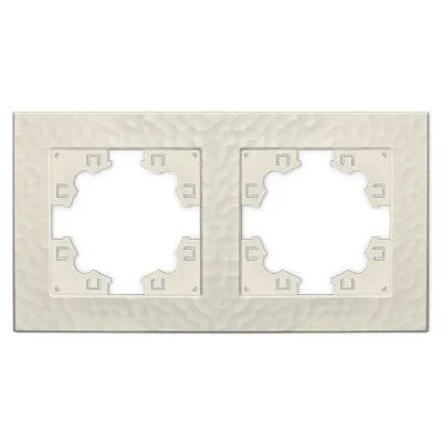 Рамка фактурная 2 поста универсальная UNIVersal Афина слоновая кость (ivory) (еврослот)