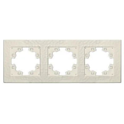 Рамка фактурная 3 поста универсальная UNIVersal Афина слоновая кость (ivory) (еврослот)