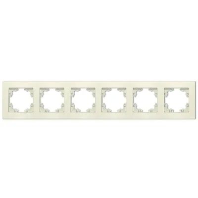 Рамка шестиместная горизонтальная Афина слоновая кость (ivory)