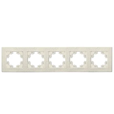 Рамка фактурная 5 постов универсальная UNIVersal Афина слоновая кость (ivory) (еврослот)