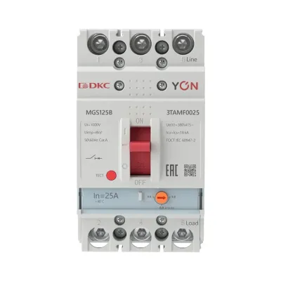 Выключатель автоматический YON max MGS125B 3P 20-25А 18кА с регулируемым термомагнитным расцепителем