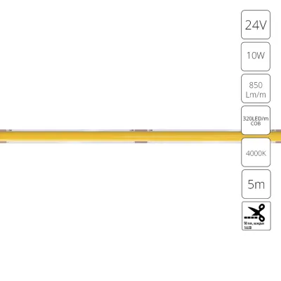 Светодиодная лента 24V 10W/m 4000К 5м IP20 LANE