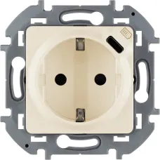 Розетка 1-местная с заземлением с защитными шторками 16А с USB C 5В безвинтовое крепление слоновая кость INSPIRIA