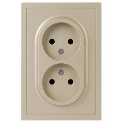 Розетка скрытого монтажа в рамку без заземления двойная 2X2P 16А-250В IP20 шампань 15-2107-04 Galaxy