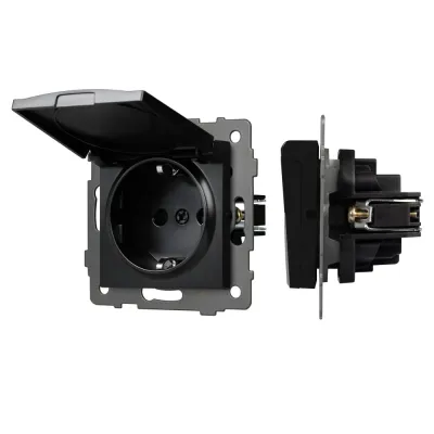 Механизм розетки влагозащищённый SCT-MCP-PL-BK-V 250V, 16A
