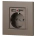 Розетка Intro Accent 6-410-08 , P+E Schuko со шторками, 16А-250В + 2хUSB, IP20, СУ, бронза