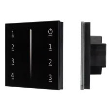 Панель SMART-P34-DIM-IN Black 230V, 0-10V, Sens, 2.4G ARL, IP20 пластик, 5 лет