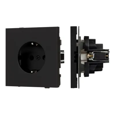 Механизм электрической розетки SCT-TENDO-MEU1-SFPL-BK 230V, 16A, Чёрный, 1 пост
