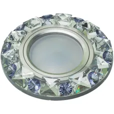 Светильник декоративный встраиваемый DLS-P123 GU5.3 CHROME/CLEAR+PURPLE без лампы металл, хром, отделка кристалл с элементами фиолетового ТМ Fametto