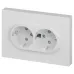 Розетка Intro Accent 6-208-01 , 2X2P+E Schuko со шторками, 16А-250В, IP20, СУ, AL/CU, белый
