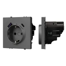 Механизм розетки с USB зарядкой SCT-NOBE-MUAC-SFPL-GR 230V, 16A, Серый, 3 поста