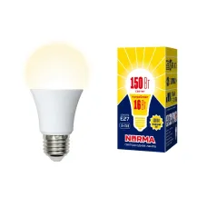 Лампа светодиодная LED-A60-16W/WW/E27/FR/NR Форма A, матовая, Norma, теплый белый свет (3000K), картон, ТМ Volpe