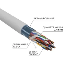 Витая пара F/UTP CAT 5е PVC 25PR 24AWG INDOOR SOLID серый 305м