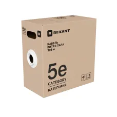 Витая пара U/UTP, CAT 5e, PE, 4х2х0,52 мм, OUTDOOR, SOLID, черный, 305м, РФ