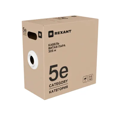 Витая пара U/UTP, CAT 5e, PE, 4х2х0,52 мм, OUTDOOR, SOLID, черный, 305м, РФ