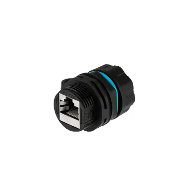 Индустриальный соединительный модуль RJ-45(8P8C), FTP, CAT 6, IP68 с защитным колпачком для кабеля