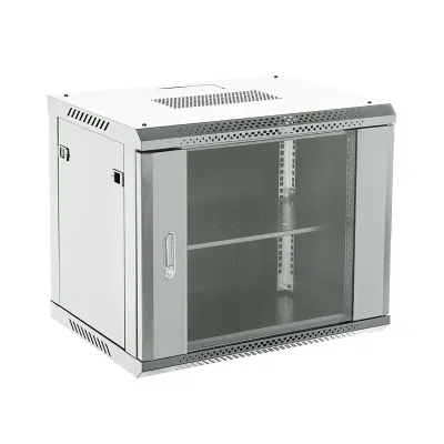 Шкаф настенный телекоммуникационный разборный 6U 550x400 дверь сплошное стекло серый (RAL 7035)