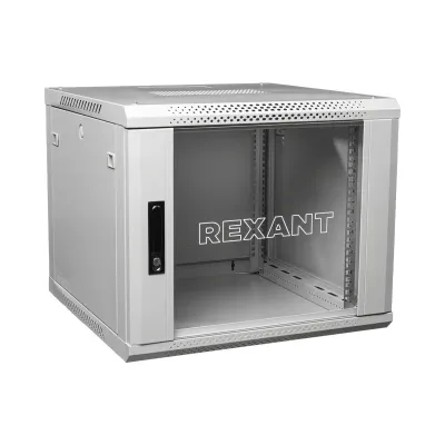 Шкаф настенный телекоммуникационный разборный 6U 600x450мм дверь стекло серый (RAL 7035)