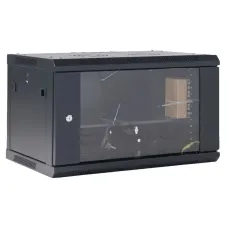 Шкаф настенный телекоммуникационный разборный 6U 600x600 дверь сплошное стекло черный (RAL 9005)