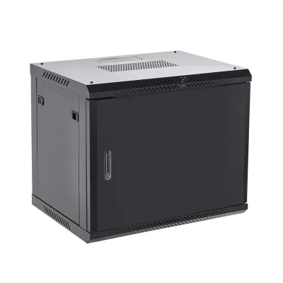 Шкаф настенный телекоммуникационный разборный 9U 550x400 дверь металл черный (RAL 9005)