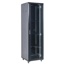 Шкаф напольный телекоммуникационный разборный 18U 600x600x987мм дверь стекло черный (RAL 9005)