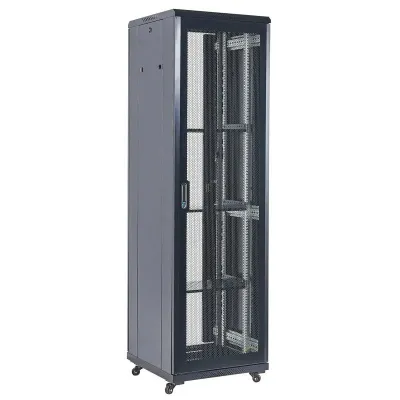 Шкаф напольный телекоммуникационный разборный 42U 600x800x2054мм двери с перфорацией черный (RAL 9005)
