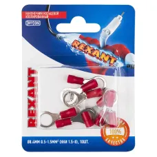 Наконечник кольцевой изолир  8.4 мм 0.5-1.5кв мм красный, 10 шт, REXANT