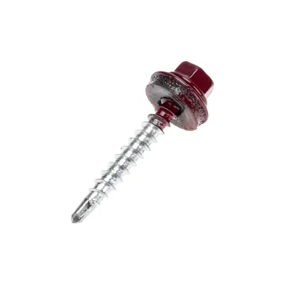 Саморез кровельный 4,8х35, окрашенный красный (RAL 3005), короб (250 шт/уп)