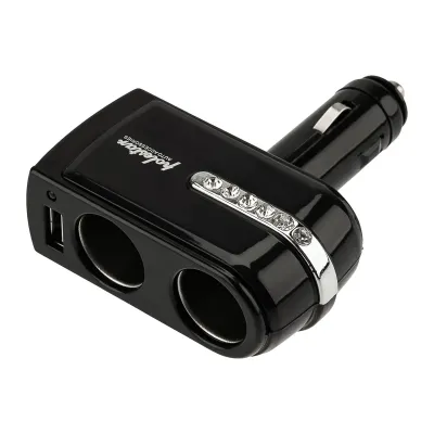 Разветвитель автоприкуривателя 2 гнезда 1хUSB (5 V 1000 mA),