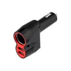 Автозарядка в прикуриватель АЗУ 2хUSB+гнездо 12-24 V 5 V 1000 mA