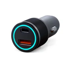Зарядное устройство автомобильное c двумя портами USB-A + USB-A c LED-подсветкой 68Вт