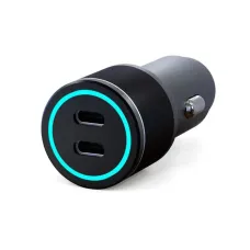 Зарядное устройство автомобильное c двумя портами USB-A + USB-A c LED-подсветкой 75Вт