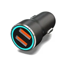 Зарядное устройство автомобильное c двумя портами USB-A + USB-A c LED-подсветкой 12Вт