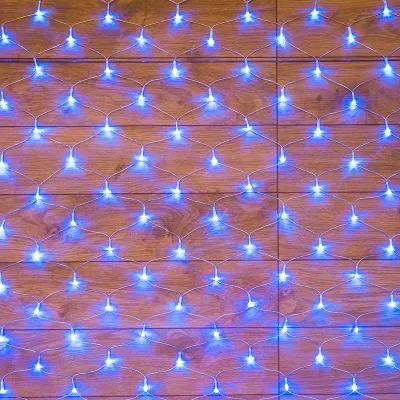 Гирлянда Сеть 1,5х1,5 м, прозрачный ПВХ, 150 LED синие
