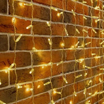 Гирлянда светодиодная Занавес 2х6 м 768 LED теплый белый, прозрачный ПВХ, IP65, эффект мерцания, 230 В нужен блок питания