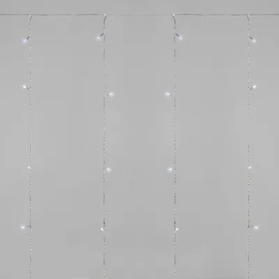 Гирлянда Занавес 1,5x1,5м 64LED БЕЛЫЙ прозрачный ПВХ IP20 свечение с динамикой 220В не соединяется, с контроллером