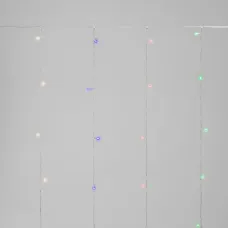 Гирлянда Занавес 1,5x1,5м 64 LED МУЛЬТИКОЛОР прозрачный ПВХ IP20 свечение с динамикой 220В не соединяется, с контроллером