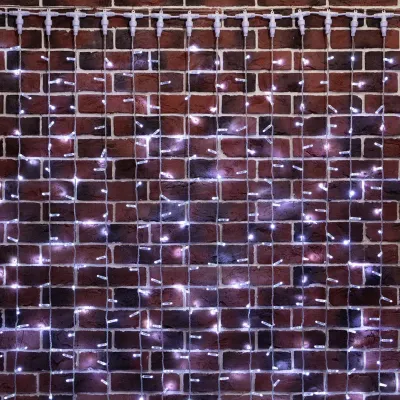 Гирлянда Занавес 2х9м 1200 LED БЕЛЫЙ прозрачный ПВХ IP65 эффект мерцания 230В соединяется, нужен блок 303-500-1