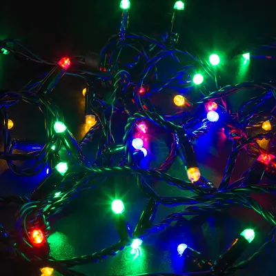 Гирлянда светодиодная Нить 10 м 100 LED RGB черный ПВХ IP65 свечение с динамикой 230 В